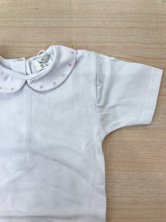 Body Coccodè mezza manica con collo tondo con pois rosa ricamati