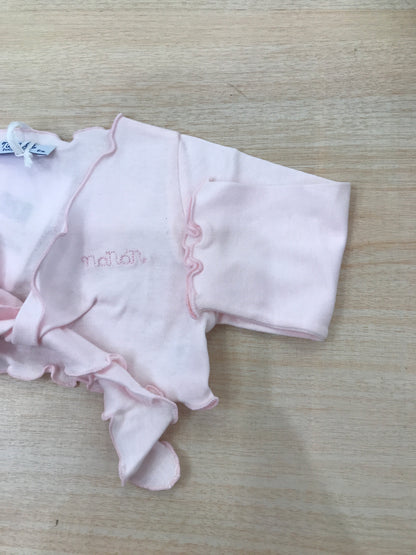 Cardigan Nanan in cotone rosa smerlato con nodino per chiusura