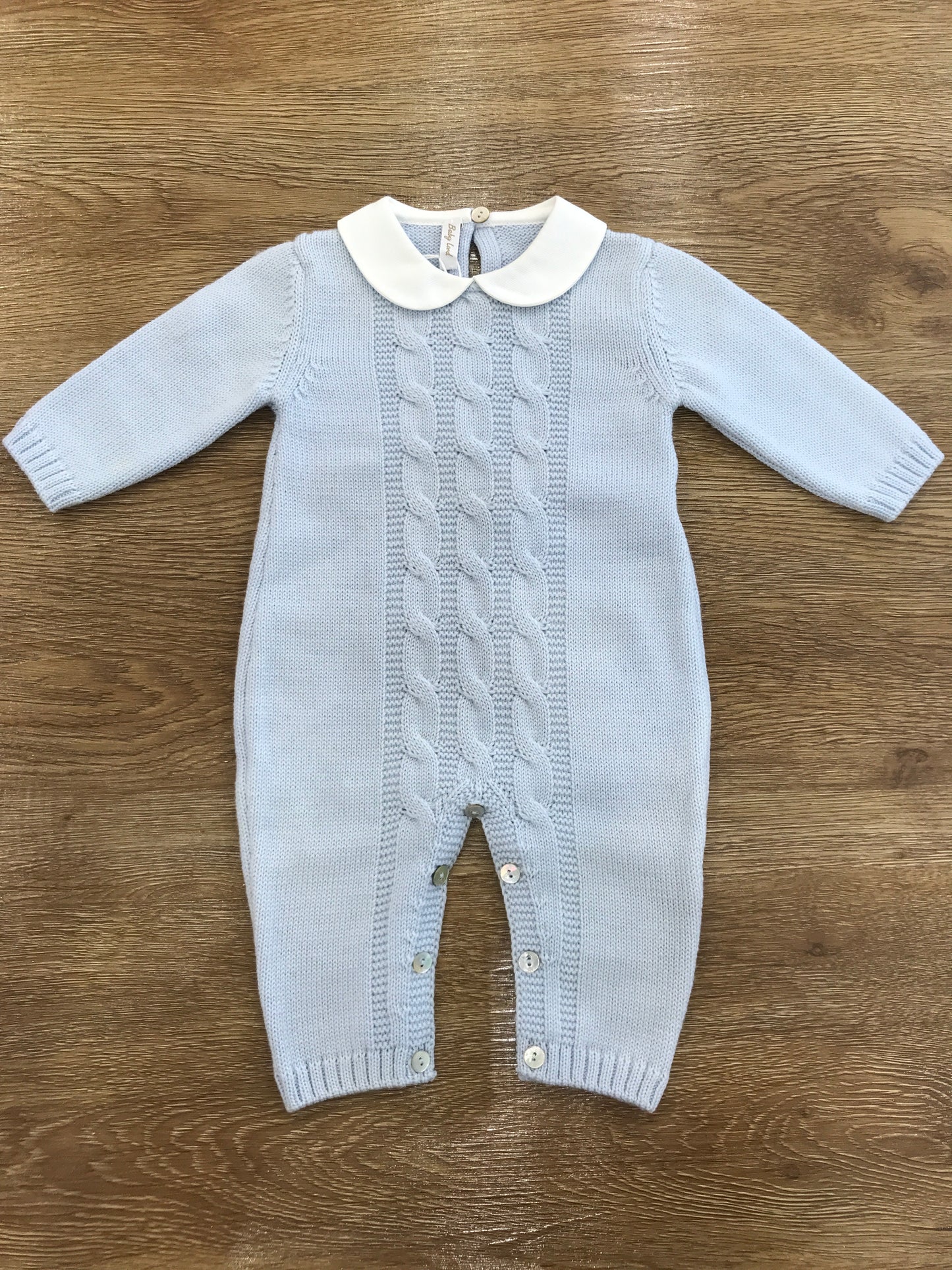 Tutina Baby Lord in lana intera con lavorazione di trecce celeste chiaro