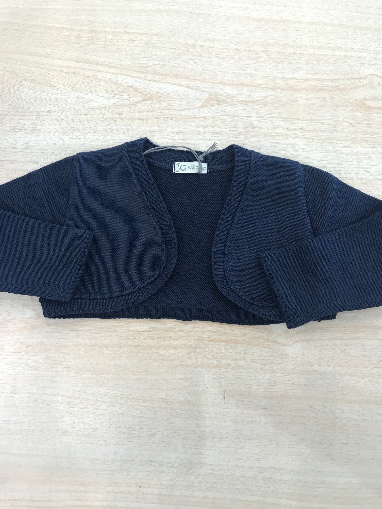 Cardigan Jo Milano in filo blu scuro aperto sul davanti