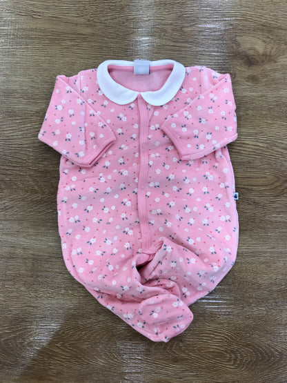 Tutina Petit Bateau in ciniglia intera con fiorellini e bottoni sul davanti