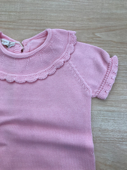 Pagliaccetto PCS in filo rosa mezza manica con collo con rusche smerlata