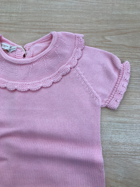 Pagliaccetto PCS in filo rosa mezza manica con collo con rusche smerlata