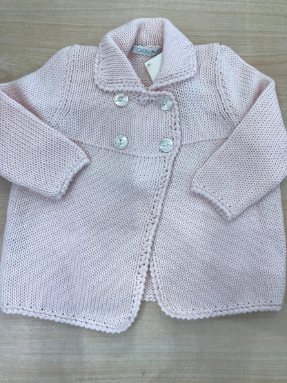 Cappotto Colibrì rosa chiaro in filo con bottoncini doppio petto