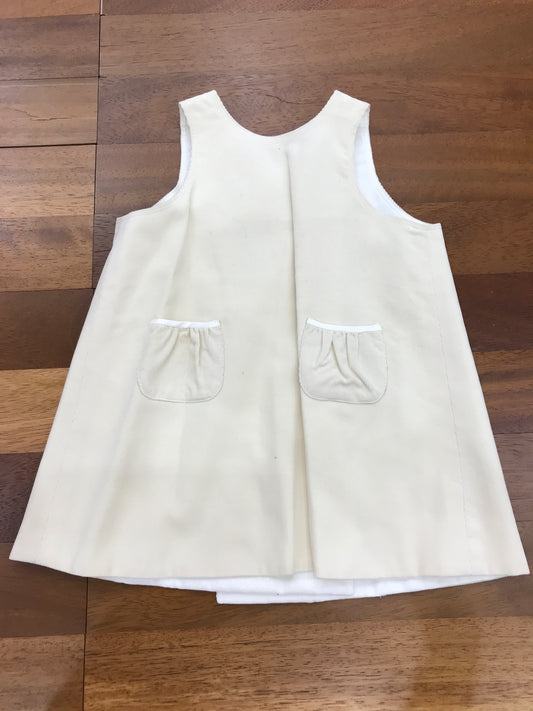 Abitino Bonpoint in velluto a coste smanicato in panna con bottoncini trasversali