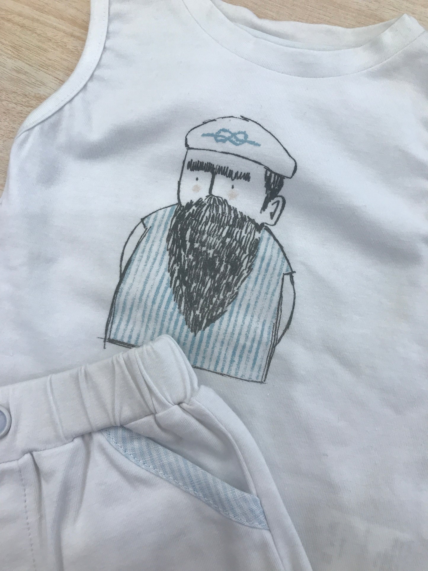 Completo Coccodè in cotone bianco canotta con disegno e pantalone corto