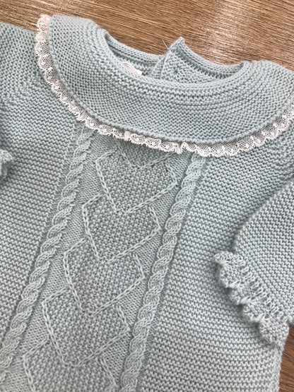 Pagliaccetto PCS manica lunga con lavorazione sul davanti e collo con rusche e valancienne