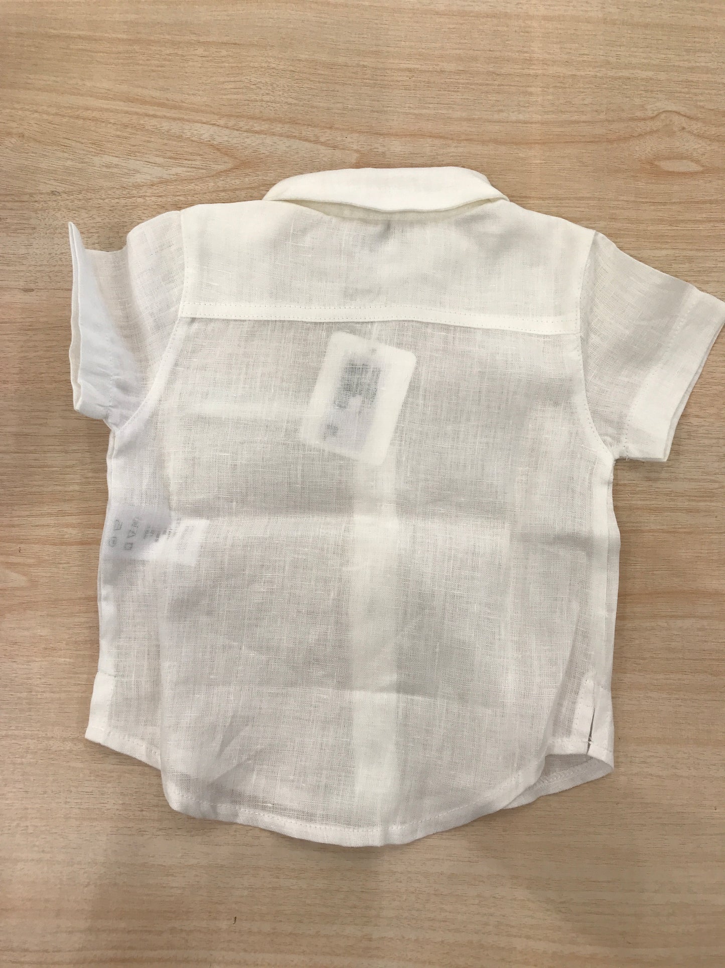 Camicia Coccodè in lino mezza manica tasca con profilo verde e colletto a punta