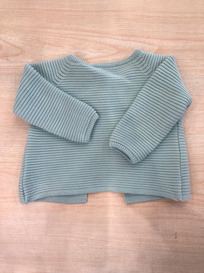 Cardigan Paz Rodriguez in filo verde manica lunga con due bottoncini e pois ricamati lateralmente alla chiusura