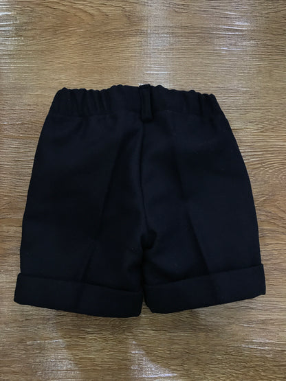 Pantalone Jo Milano in panno blu scuro con risvolto