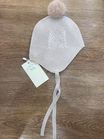 Cappello PCS con lacci con pon pon e ricamo laterale