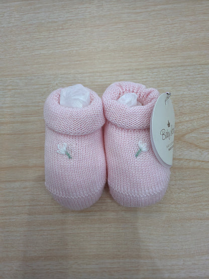 Babbucce Baby Lord in filo rosa con fiorellino ricamato sul davanti