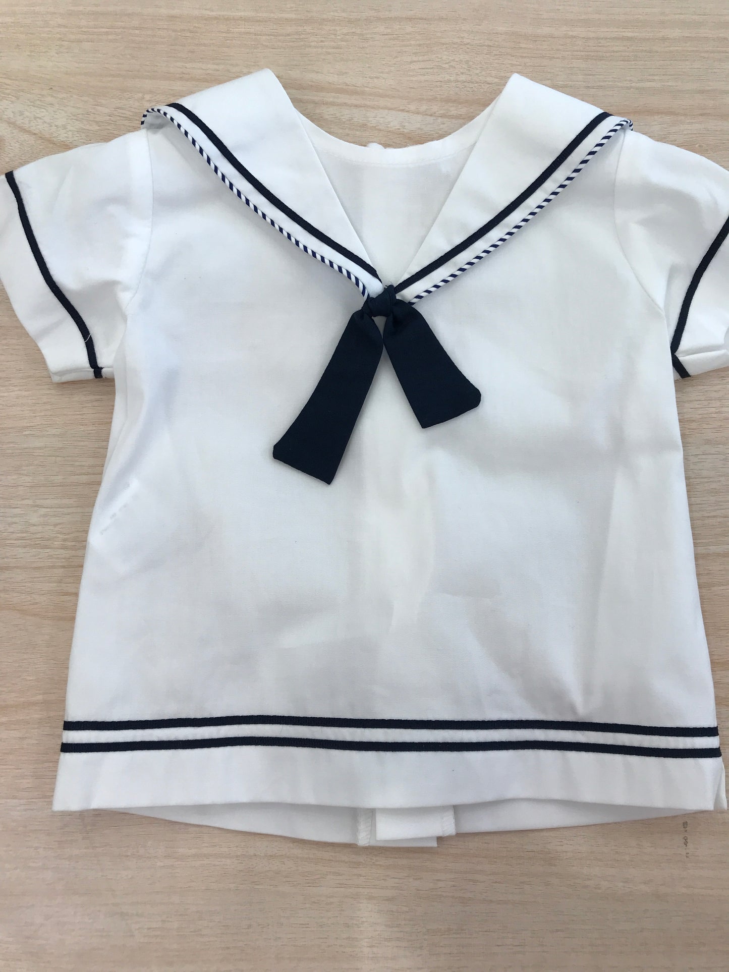 Completo Cielo Blu in cotone mezza manica con profilo blu stile marinaretto