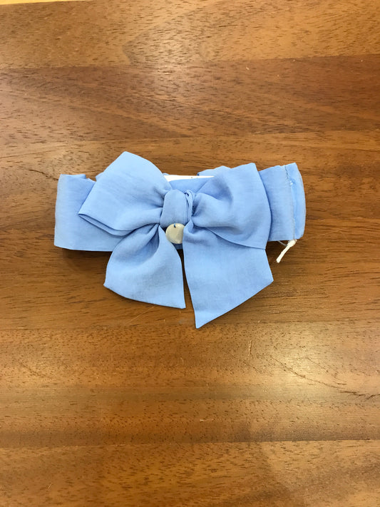 Fascia Le Bebè in cotone celeste con fiocco centrale