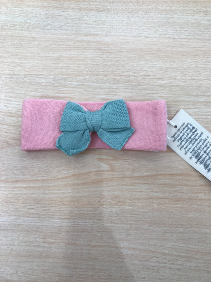 Fascia Baby Lord in filo rosa ortensia con fiocco verde sul davanti