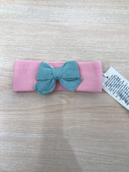 Fascia Baby Lord in filo rosa ortensia con fiocco verde sul davanti