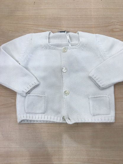 Cardigan Colibrì in filo bianco con piccoli bottoncini sul davanti e piccole tasche