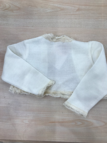 Cardigan Ladia avorio con pizzo sul davanti e sui polsini
