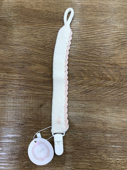 Catenina Fofettes panna con lato smerlato rosa e pois in rilievo