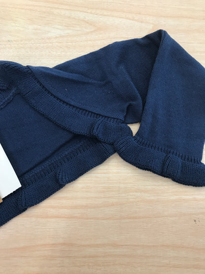 Cardigan Juppolà in filo blu scuro con rusche smerlata