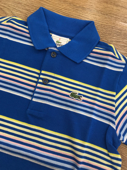 Polo Lacoste mezza manica  a righe con polsini e bottoncini