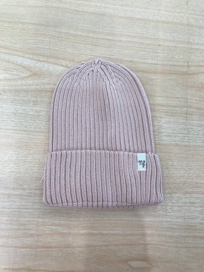 Cappello Nannafrufrù in filo di cotone rosa  a righe con risvolto