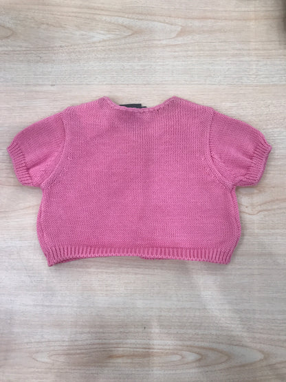 Cardigan Jo Milano in filo fucsia mezza manica con piccoli bottoncini