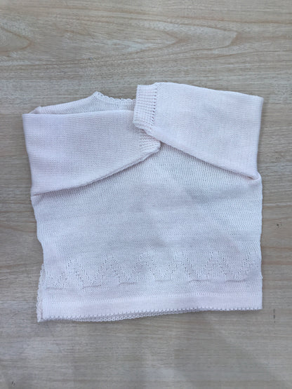 Cardigan Baby Lord in filo ad incrocio con rifiniture in basso