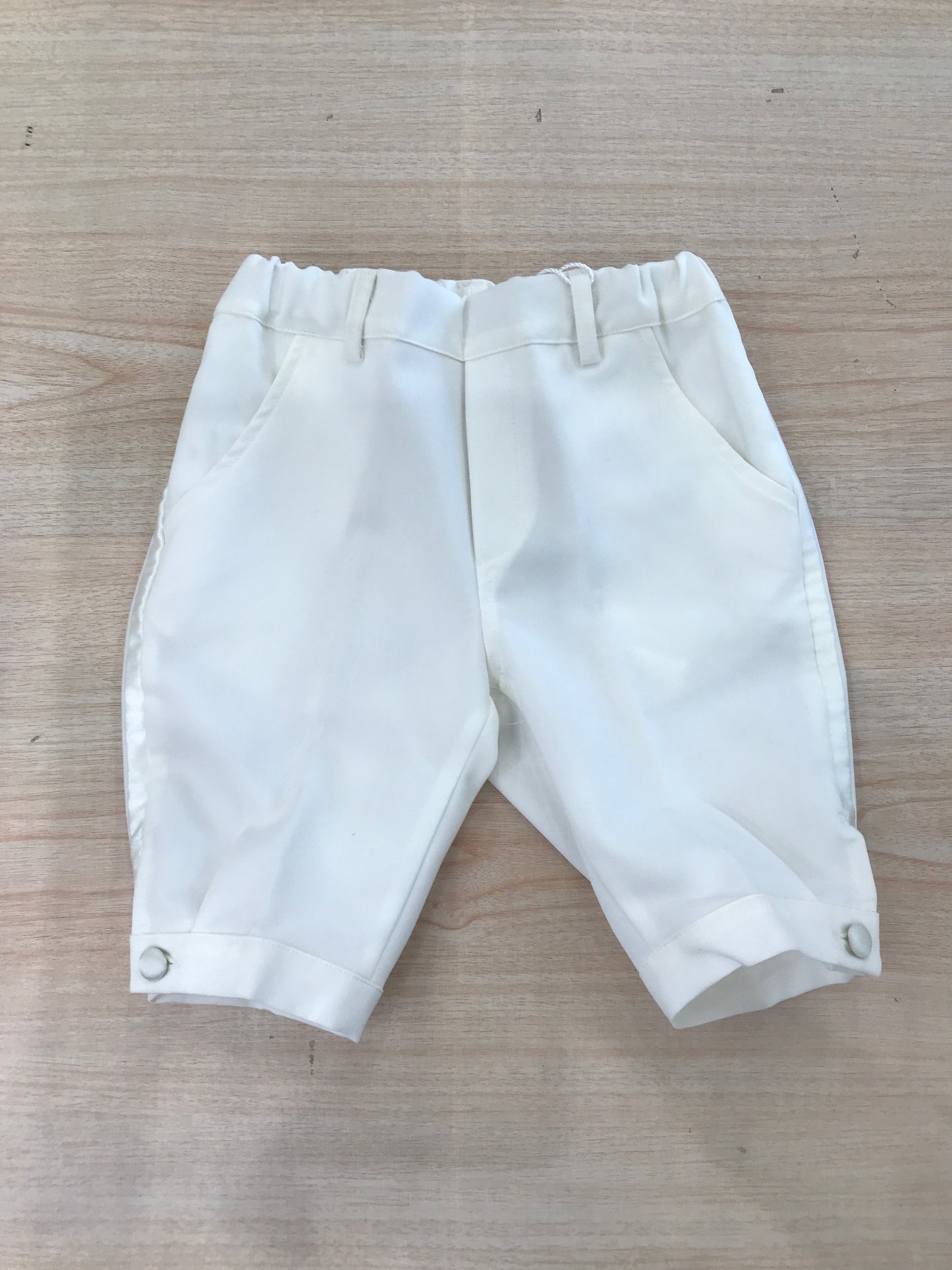 Pantalone Cielo Blu bianco a sbuffo con polsini alle caviglie e riga laterale