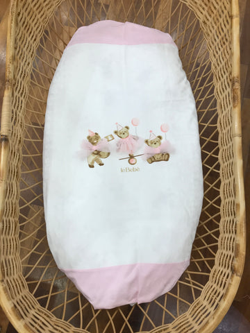 Coperta Le Bebè in cotone bianca con bordi rosa ed orsetti sul davanti double face sul retro tanti piccoli orsetti