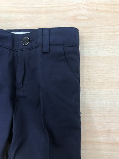 Pantalone John Twig in cotone blu scuro con risvolto e tasche