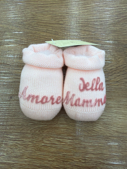 Babbucce Story Loris in lana con scritta in velluto "Amore della Mamma"