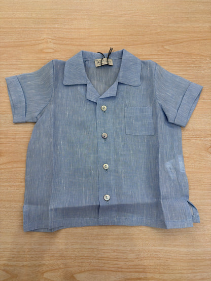 Camicia Jo Milano mezza manica in lino con bottoncini con taschino laterale