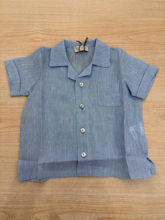 Camicia Jo Milano mezza manica in lino con bottoncini con taschino laterale