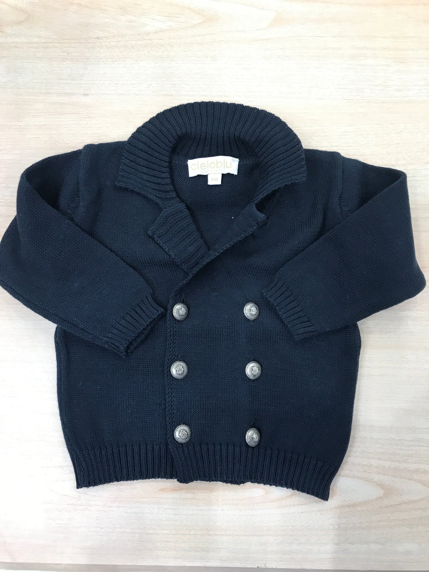 Cardigan Cielo Blu in filo manica lunga con doppio petto sul davanti