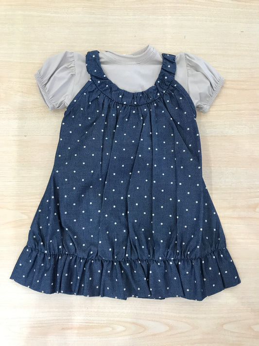 Abito Coccodè in cotone a spallina a pois con t-shirt mezza manica a sbuffo