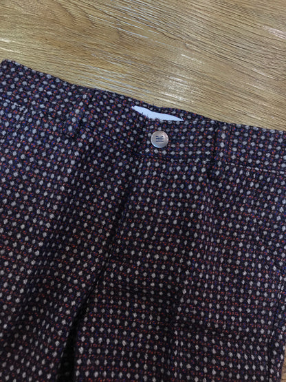 Pantalone John Twig in panno con tasche laterali piccoli dettagli in bordeaux grigio e blu su tutt'esso
