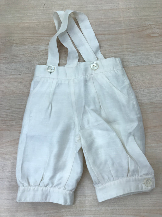Pantalone Bebè di Almy in cotone panna sbuffo con bretelle