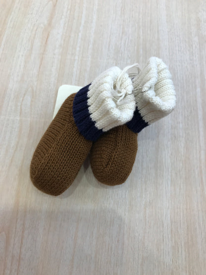 Babbucce Nanan in filo di cotone marroni con dettagli in blu e bianco