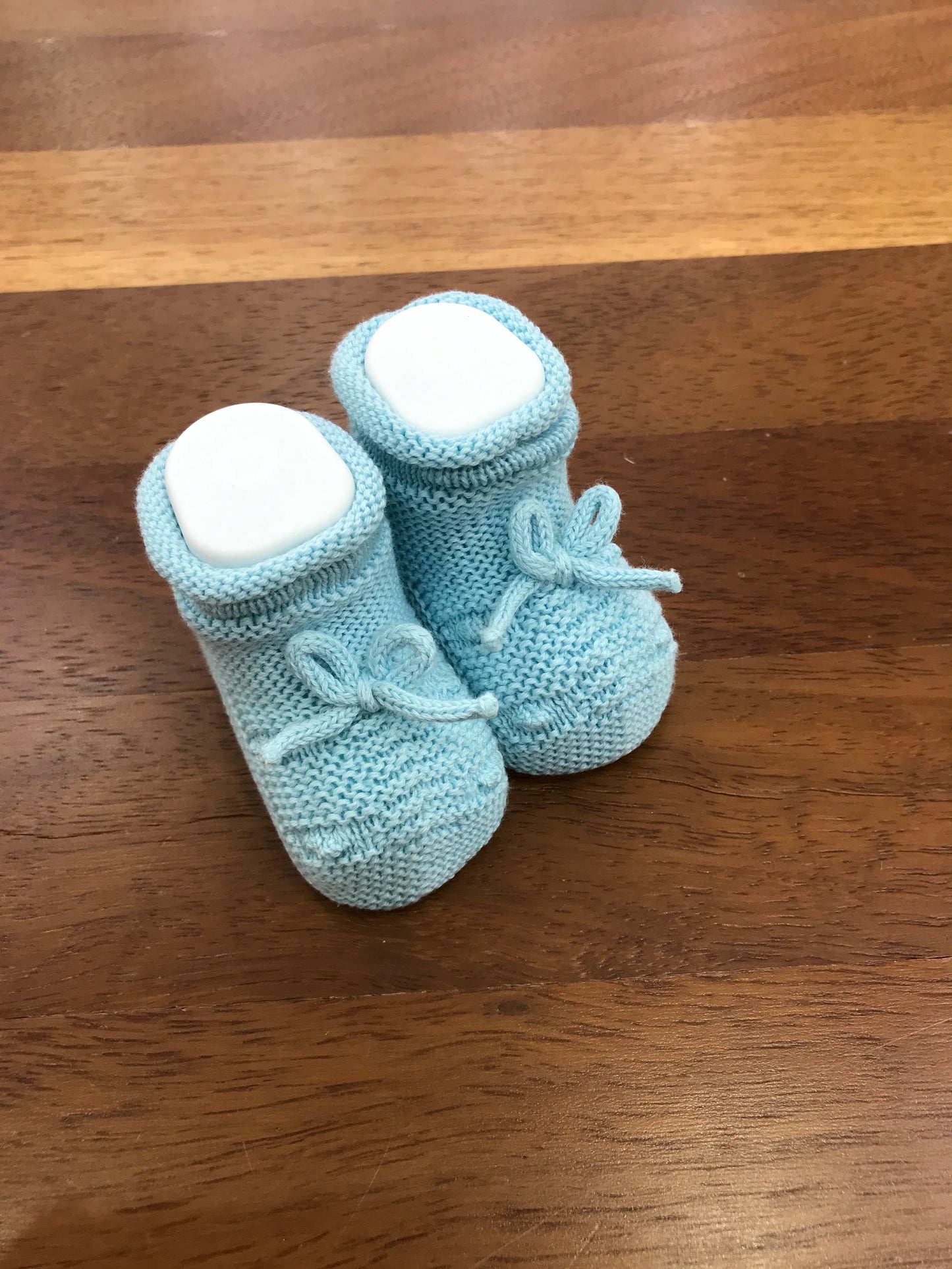 Babbucce PCS in filo di cotone turchesi con fiocchetto sul davanti