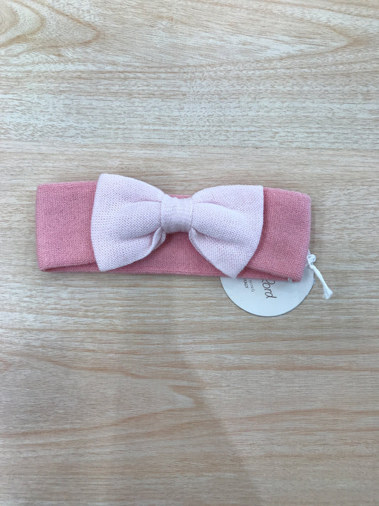 Fascia Baby Lord in filo rosa ortensia con fiocco rosa chiaro sul davanti