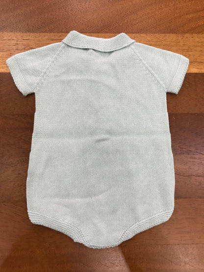 Pagliaccetto PCS in filo mezza manica verde menta con collo a punta con bottoncini sul davanti