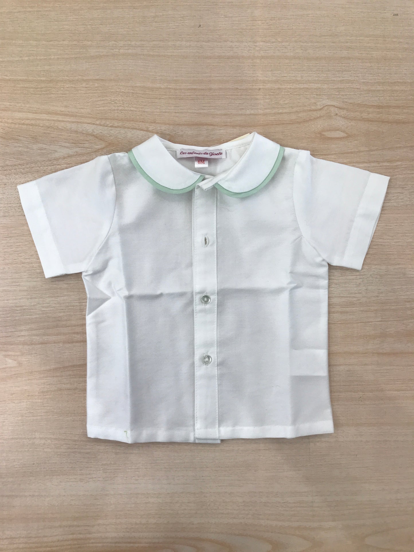 Camicia Les Enfants de Gisele in cotone mezza manica con collo dal profilo verde