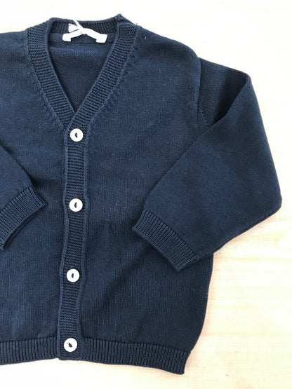 Cardigan Coccodè in filo blu scuro manica lunga con piccoli bottoncini