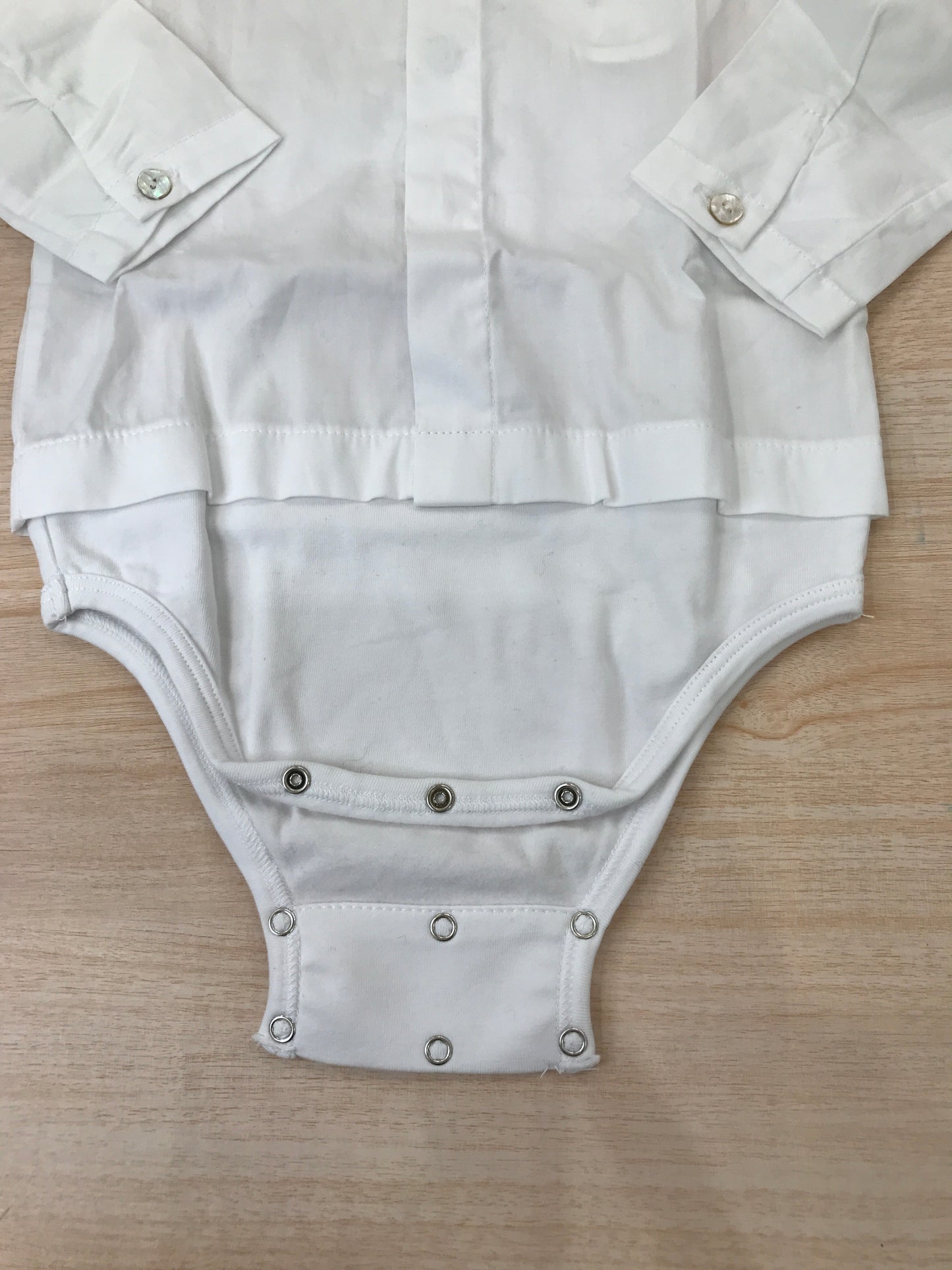 Body Laranjinha in cotone manica lunga effetto camicia colletto a punta