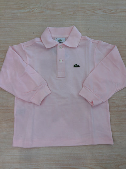 Polo Lacoste in cotone manica lunga con bottoncini e logo ricamato lateralmente unisex