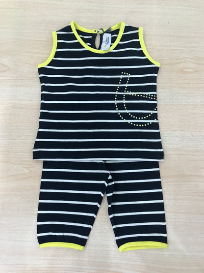Completo Byblos in cotone a righe con rifiniture in giallo t-shirt con leggins