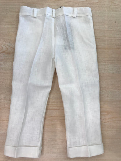 Pantalone Jo Milano in lino lungo bianco con tasche sul davanti