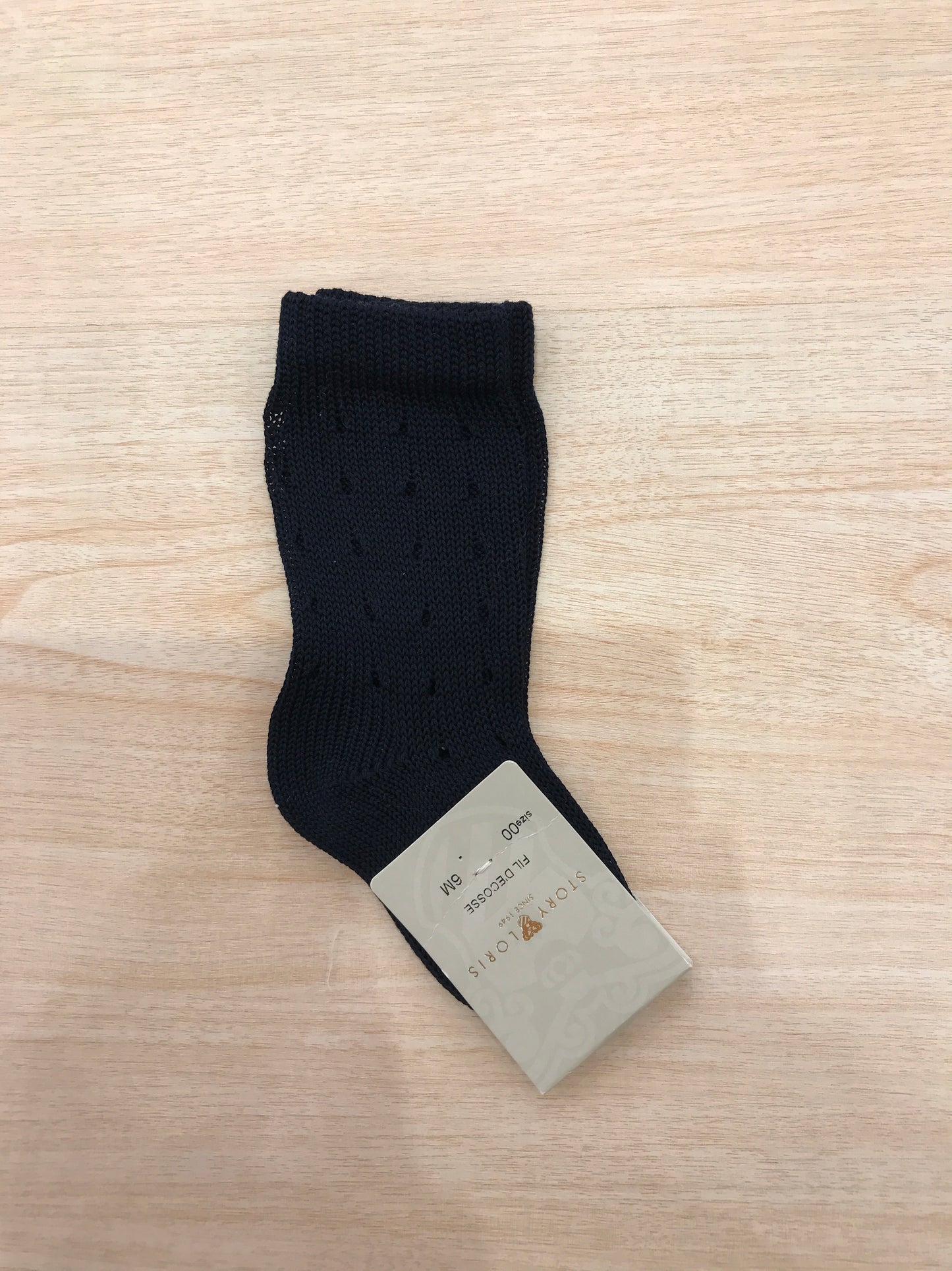 Calzino Story Loris in filo blu scuro traforato