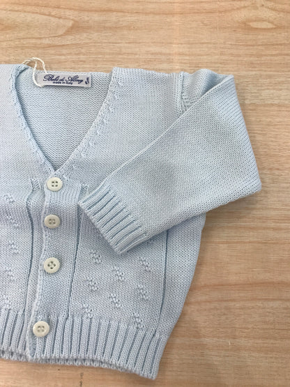 Cardigan Bebè di Almy in filo manica lunga con lavorazione sul davanti